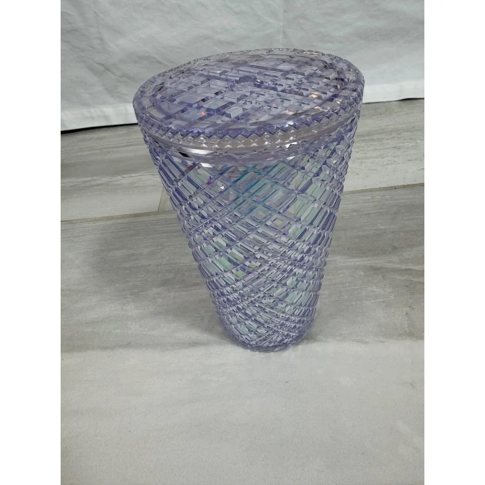 Starbucks 2021 Lilac Purple Studded Grid Iridescent Cold Cup Tumbler 16oz Grande